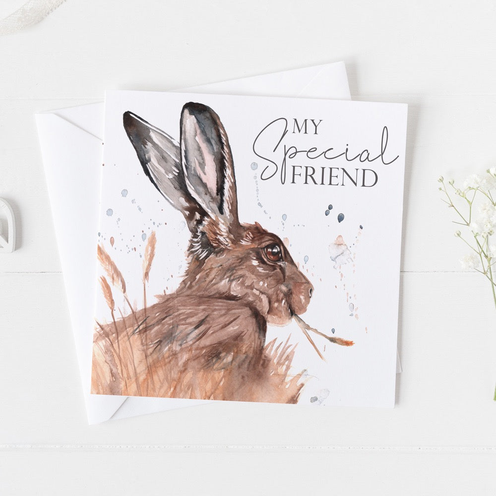 My Special Friend – Hare Watercolour Design Greeting Card