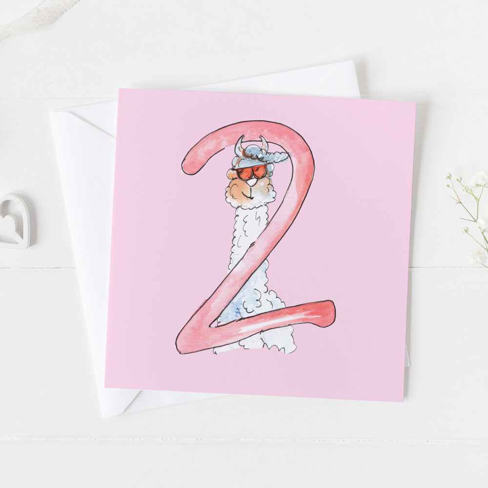 2nd Birthday Llama Card