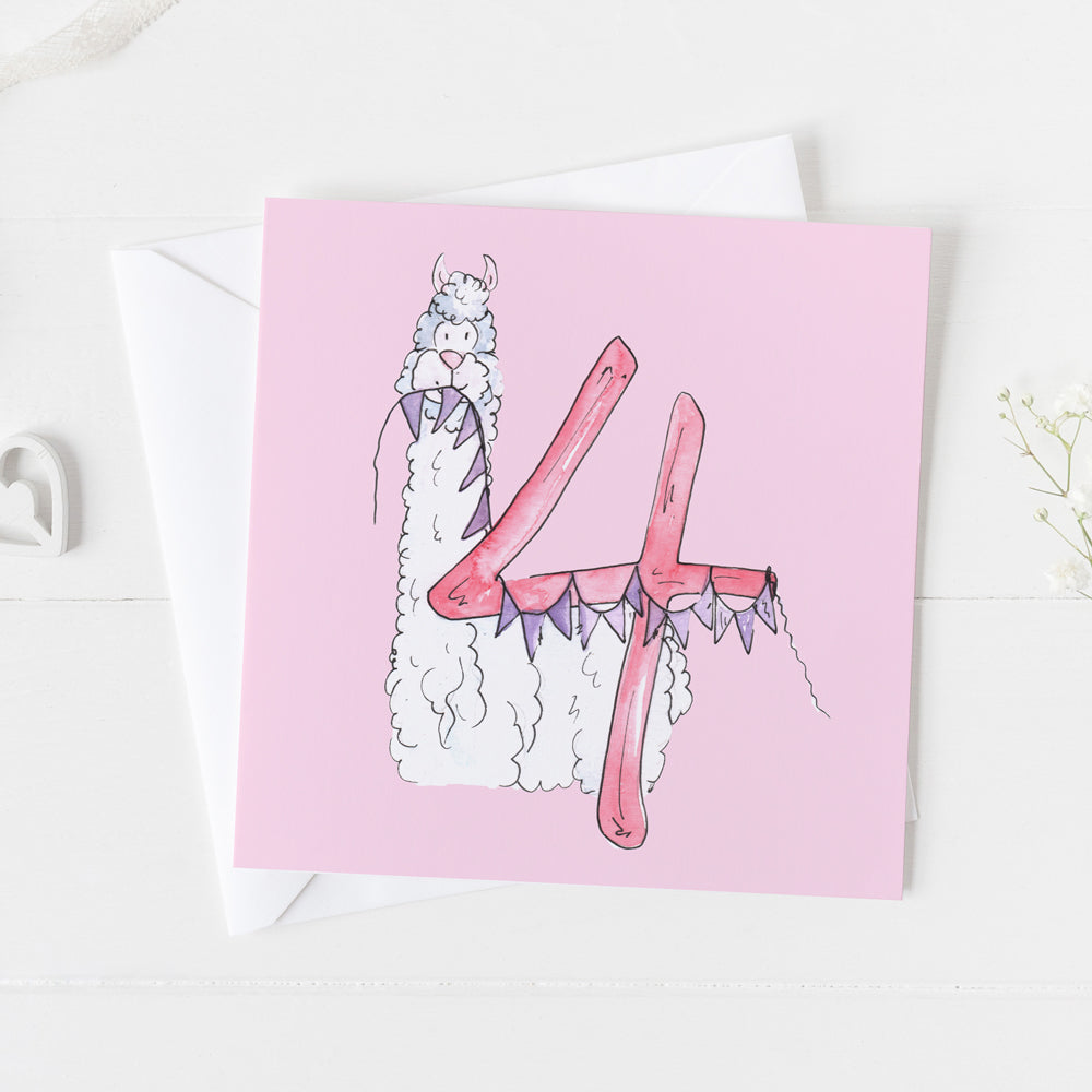 4th Birthday Llama Card