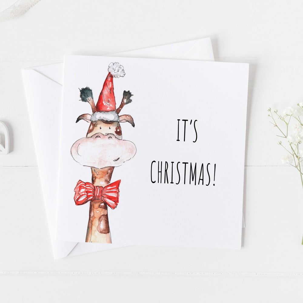 'It's Christmas' Giraffe Card