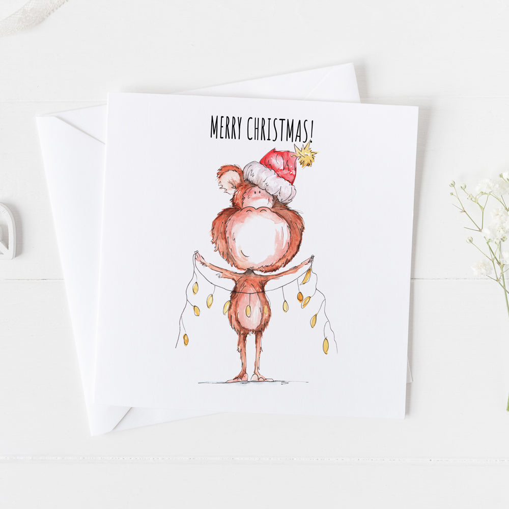 'Merry Christmas' Monkey Card