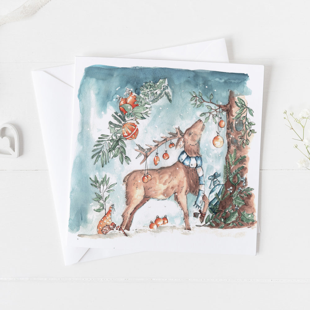 Deer in Snow Christmas Card
