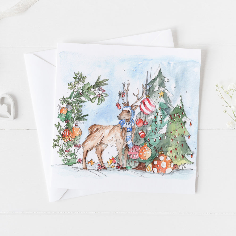 Deer in Snow Christmas Card