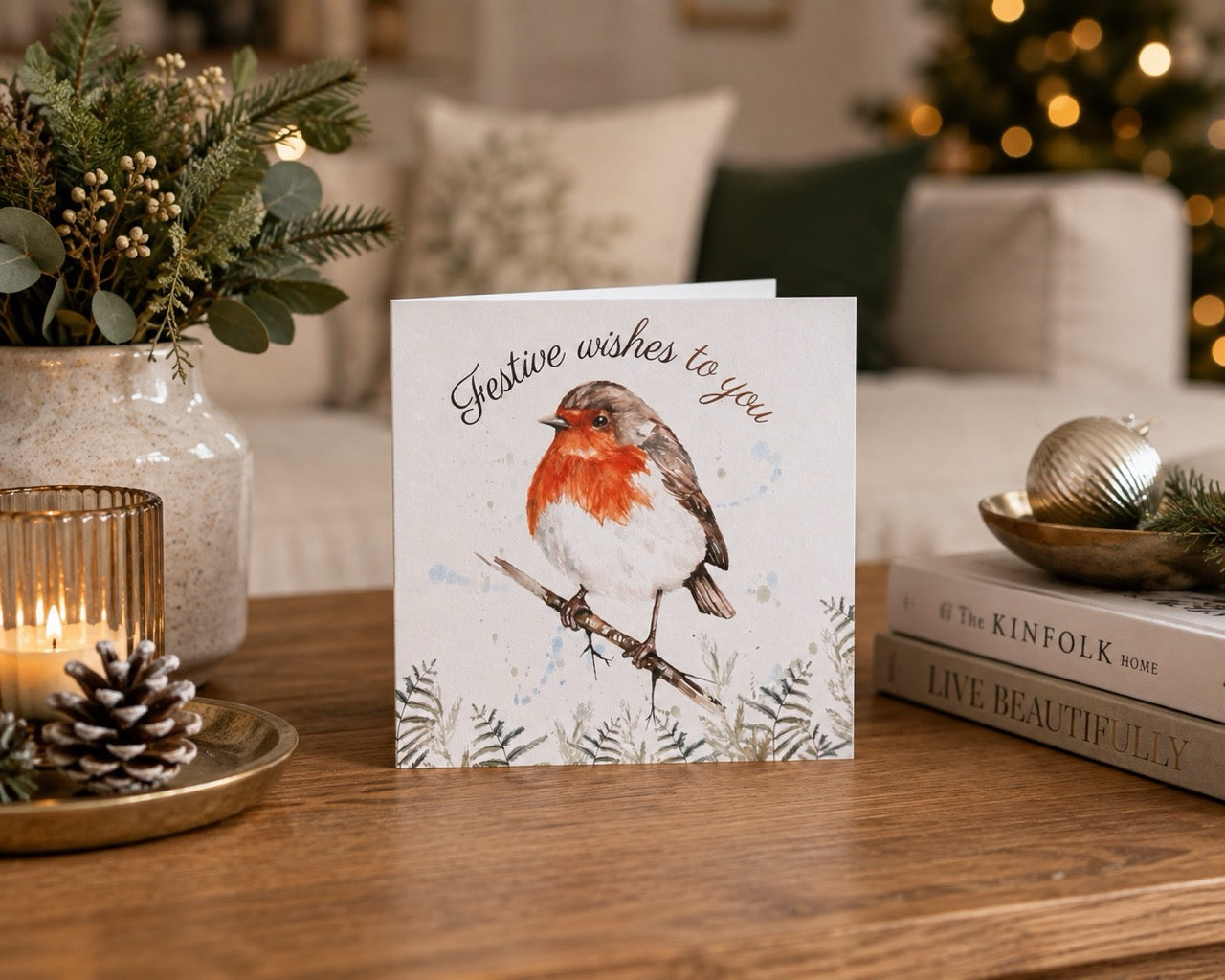 Lingen Davies Charity Festive Robin Card
