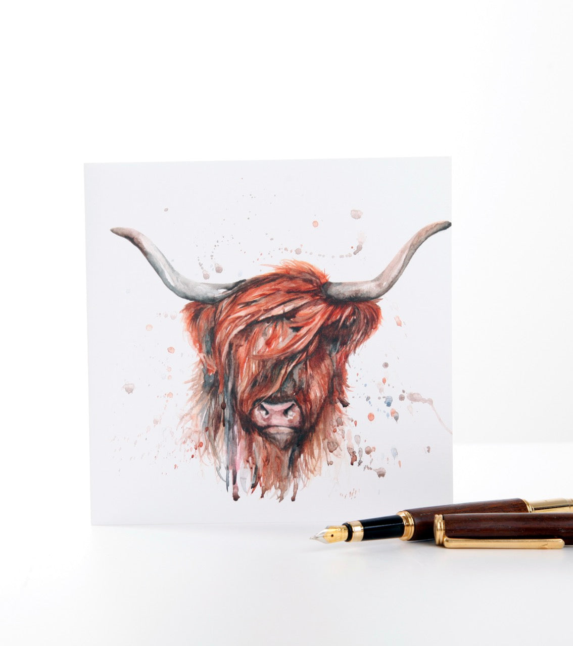 Highland Cow Watercolour Design Greeting Card
