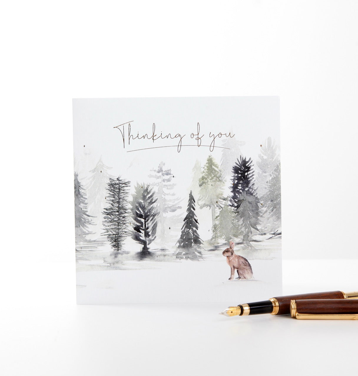 Thinking of You – Hare Watercolour Forest Design Greeting Card