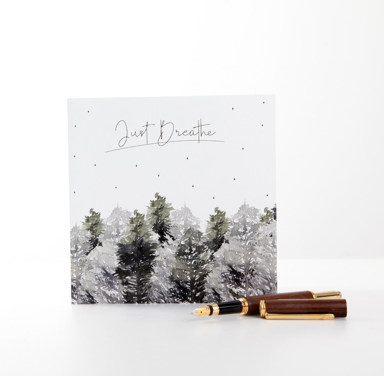 Just Breathe Watercolour Forest Design Greeting Card