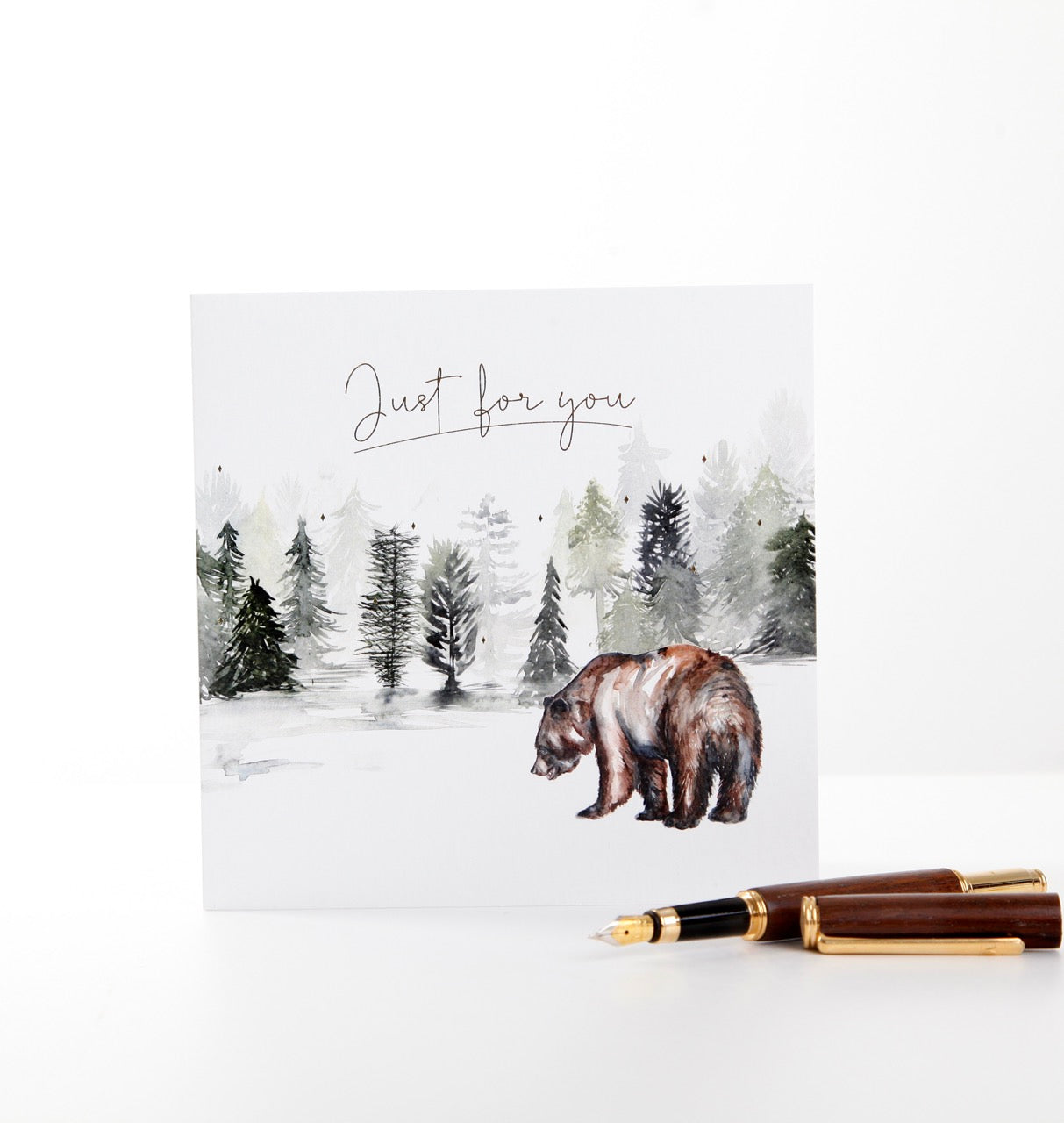 Just For You - Bear Watercolour Forest Design Greeting Card
