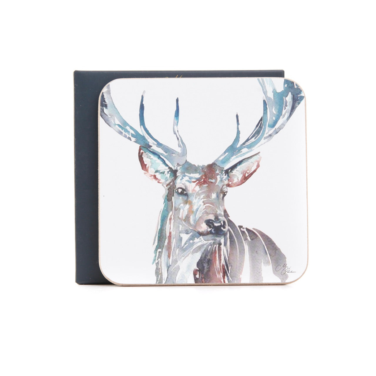 The Highlands – Stag Watercolour Coasters, Set of 4