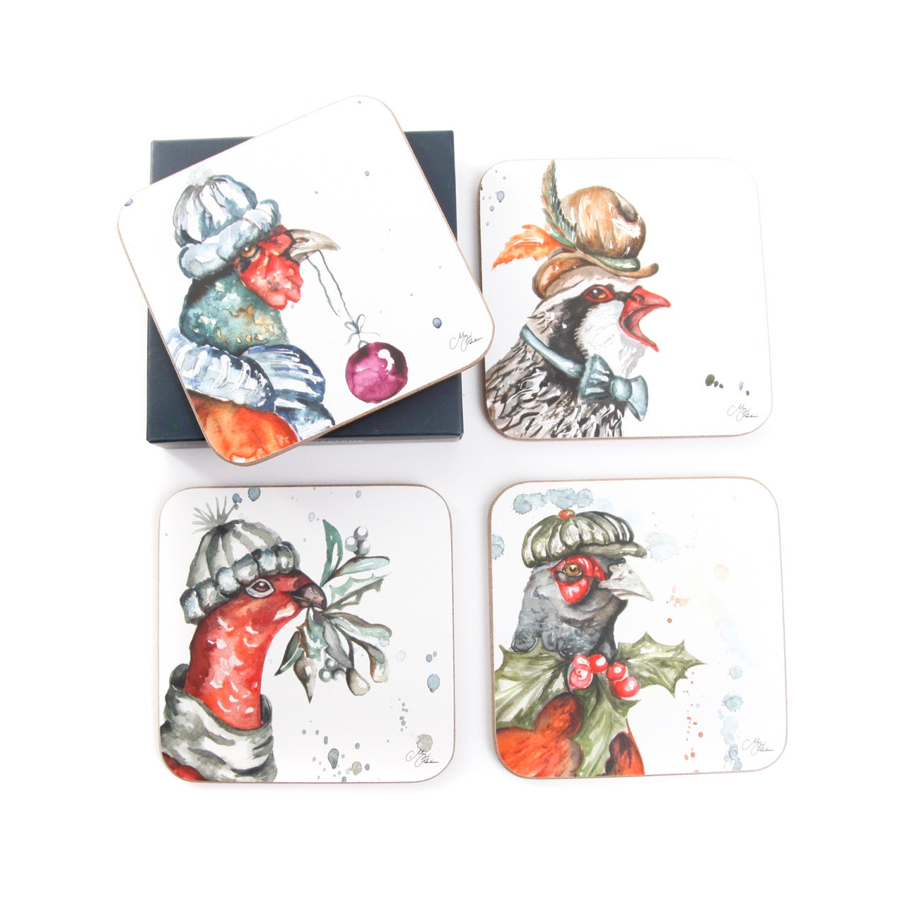 Game Birds Christmas Coasters – Set of 4
