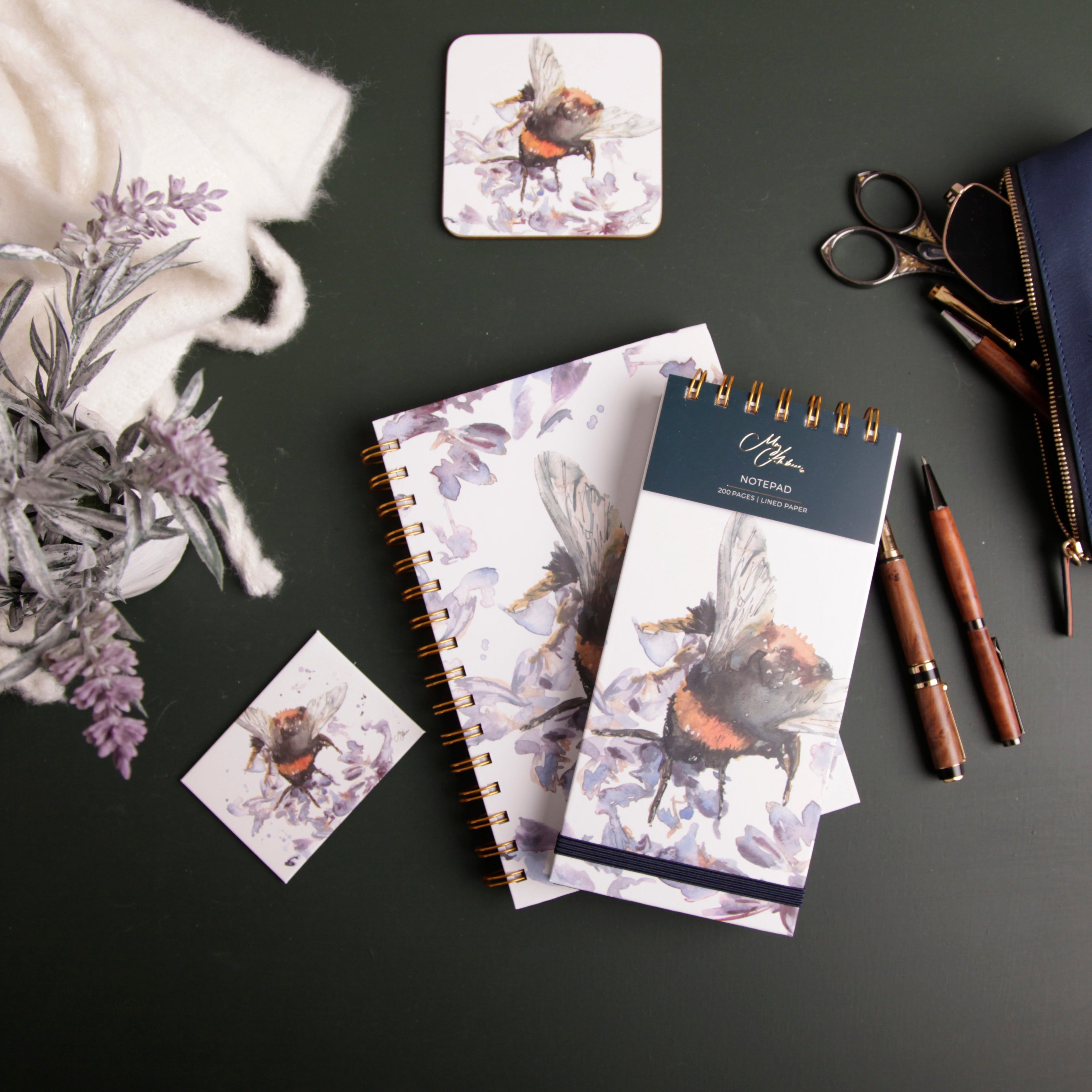 Bumble Bee Watercolour Design DL Notepad