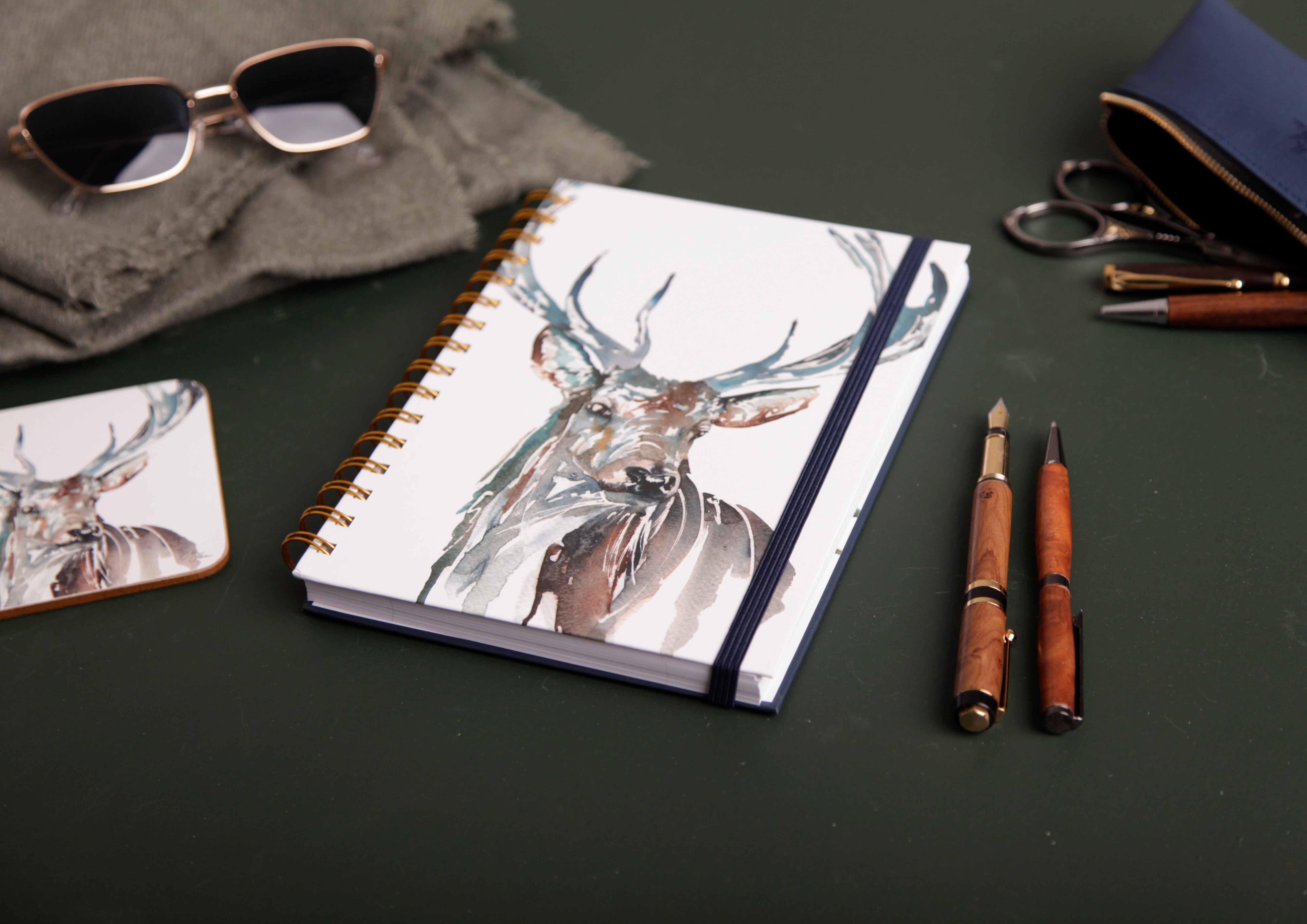 The Highlands' Stag Watercolour Design A5 Notebook