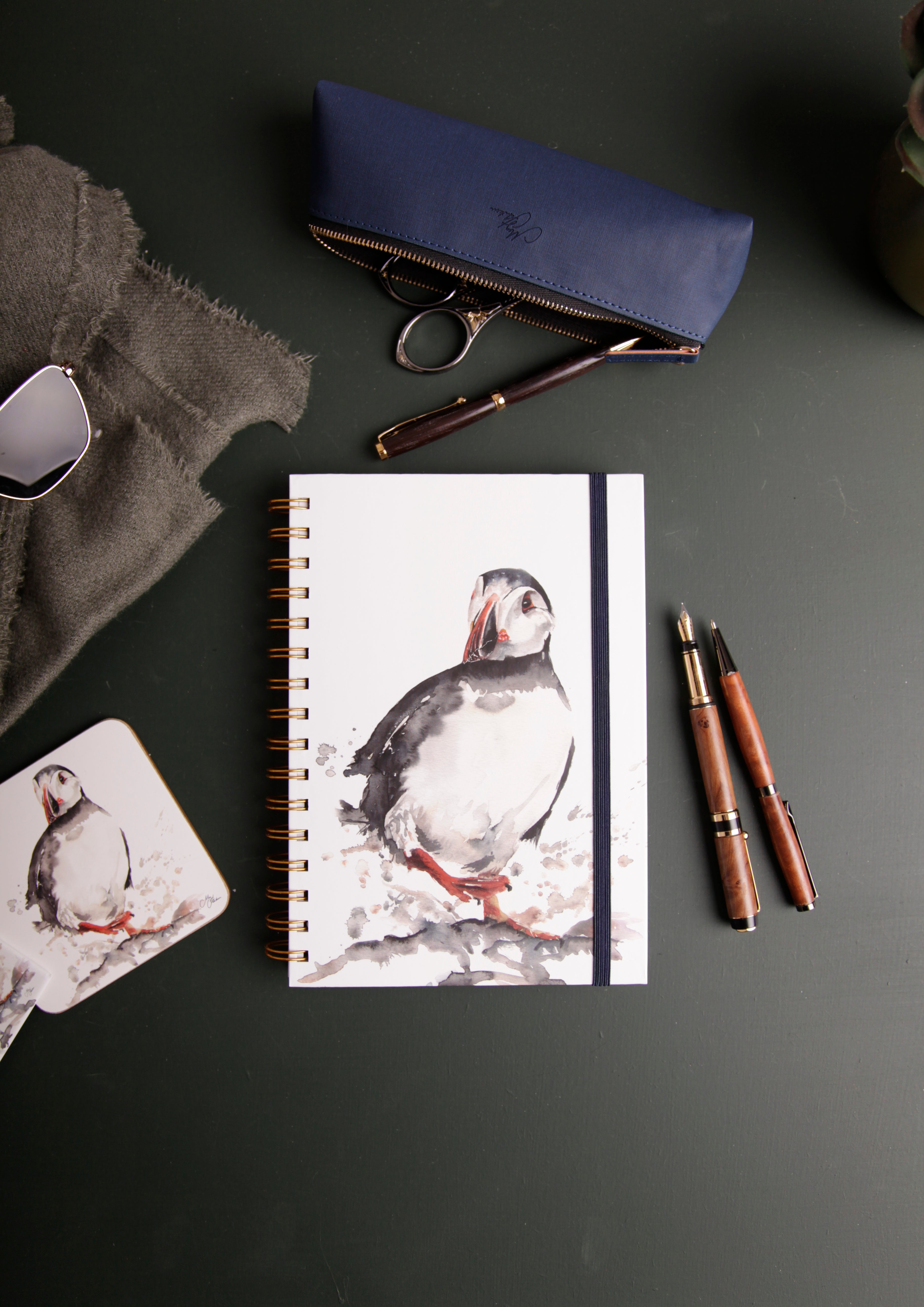 The Coast - Puffin Watercolour Design A5 Notebook