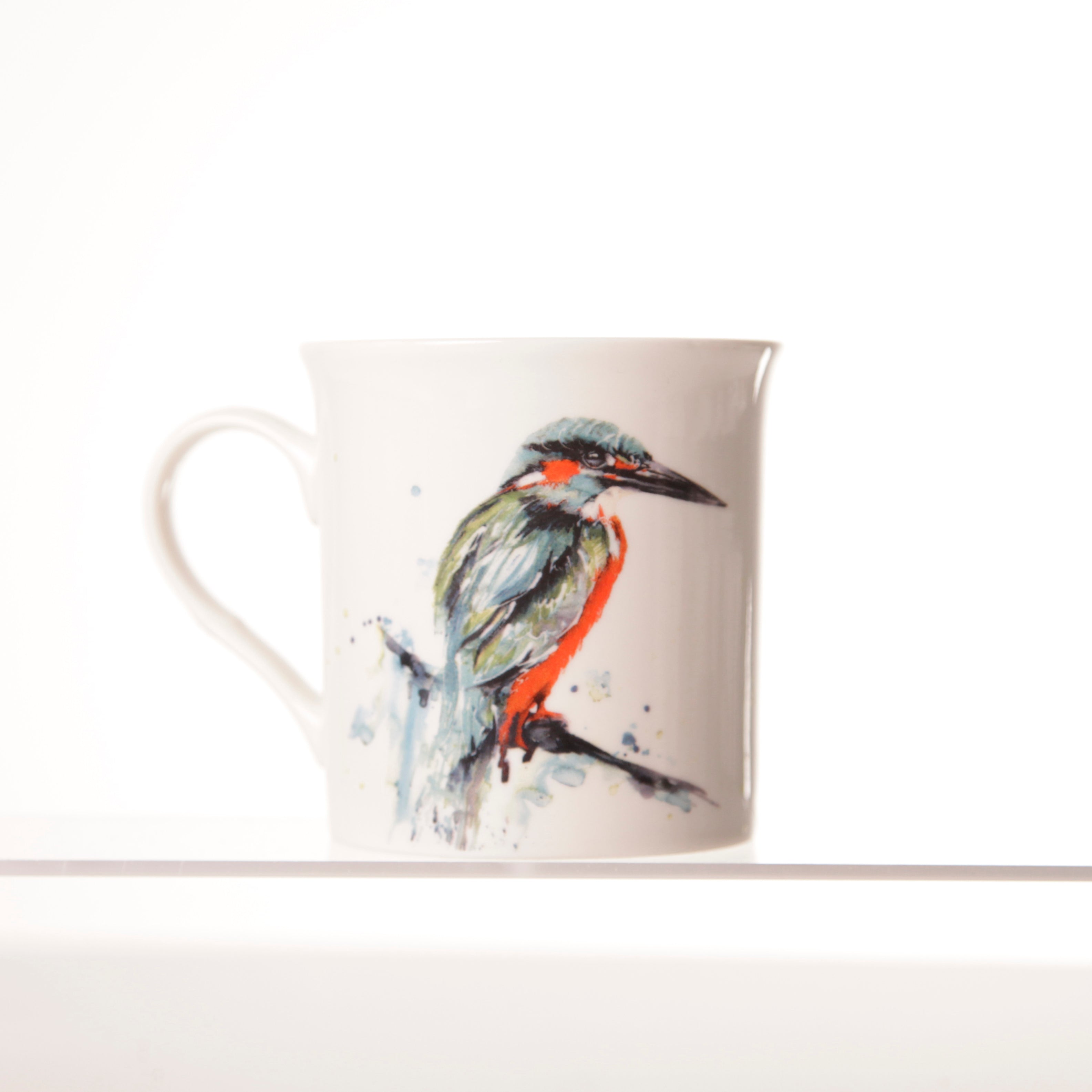 Kingfisher Watercolour Design China Mug with Box