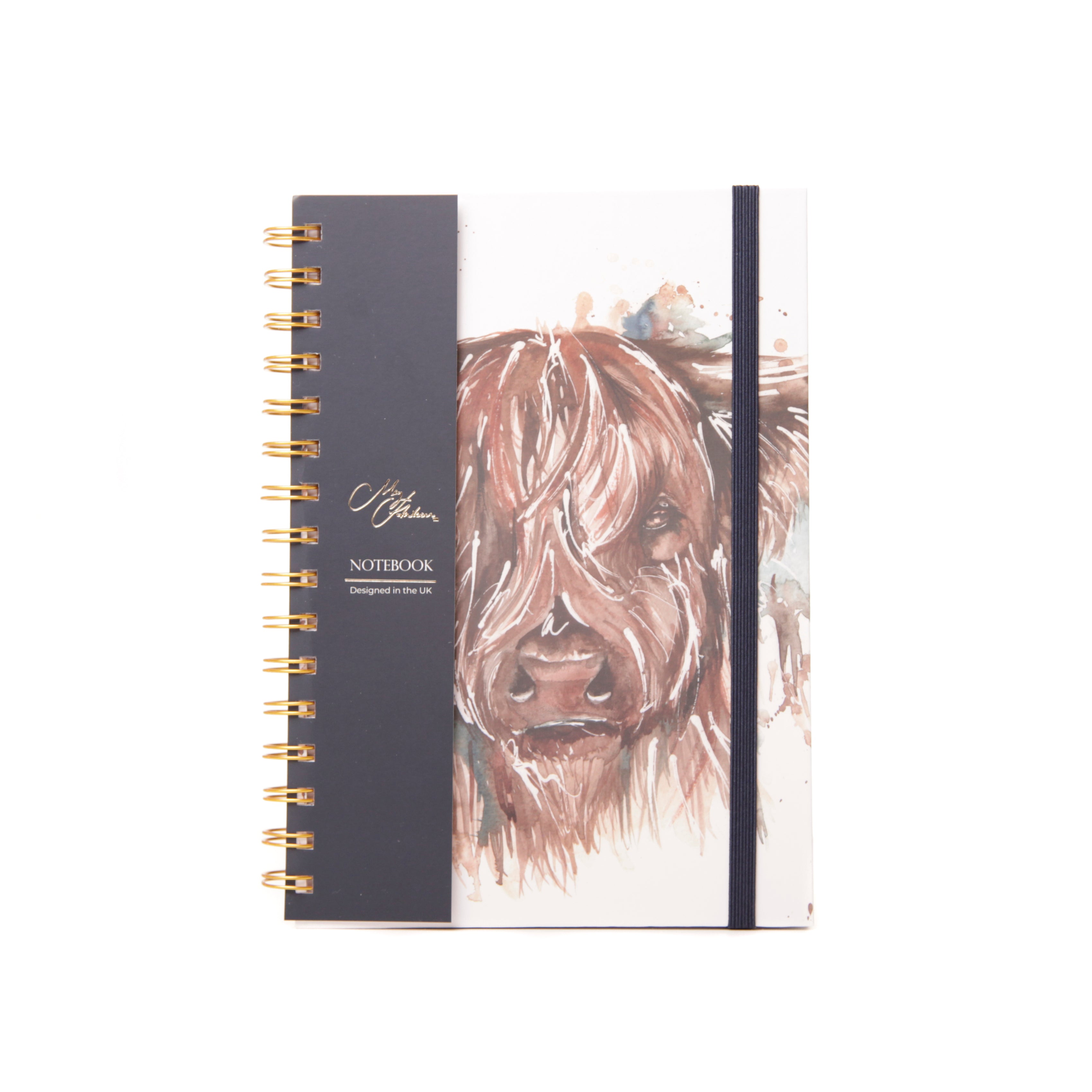 'The Hebrides' Highland Cow Watercolour Design A5 Notebook