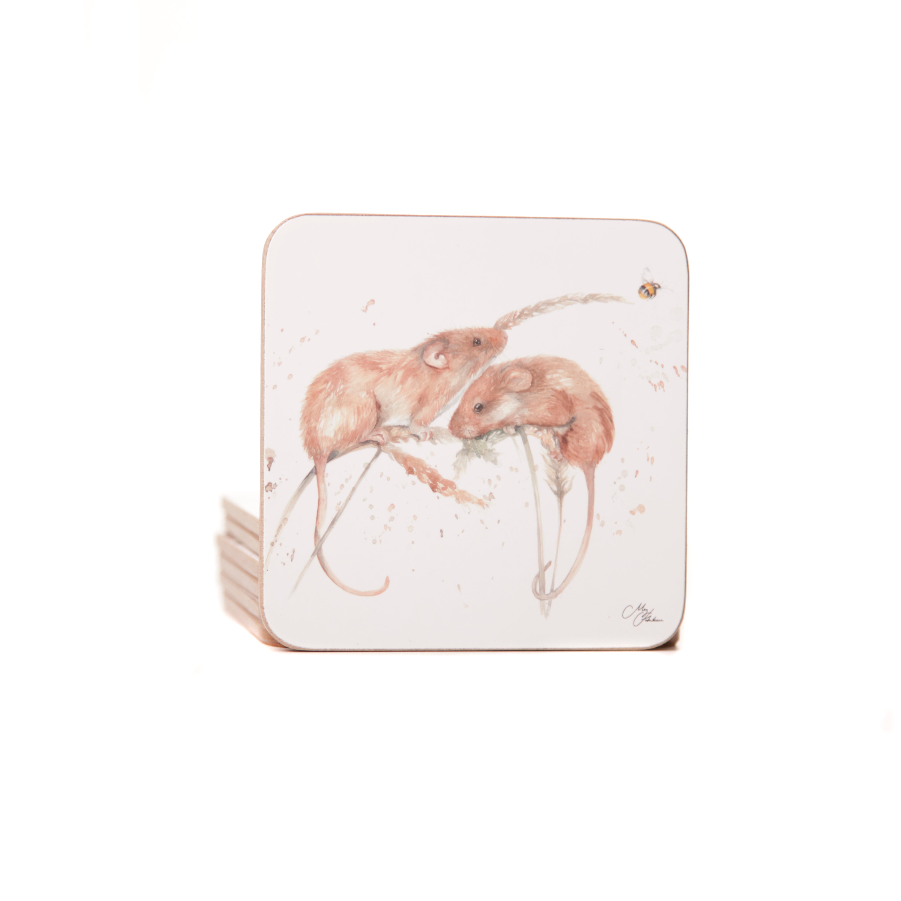 'The Field' Field Mice Watercolour Design Coasters