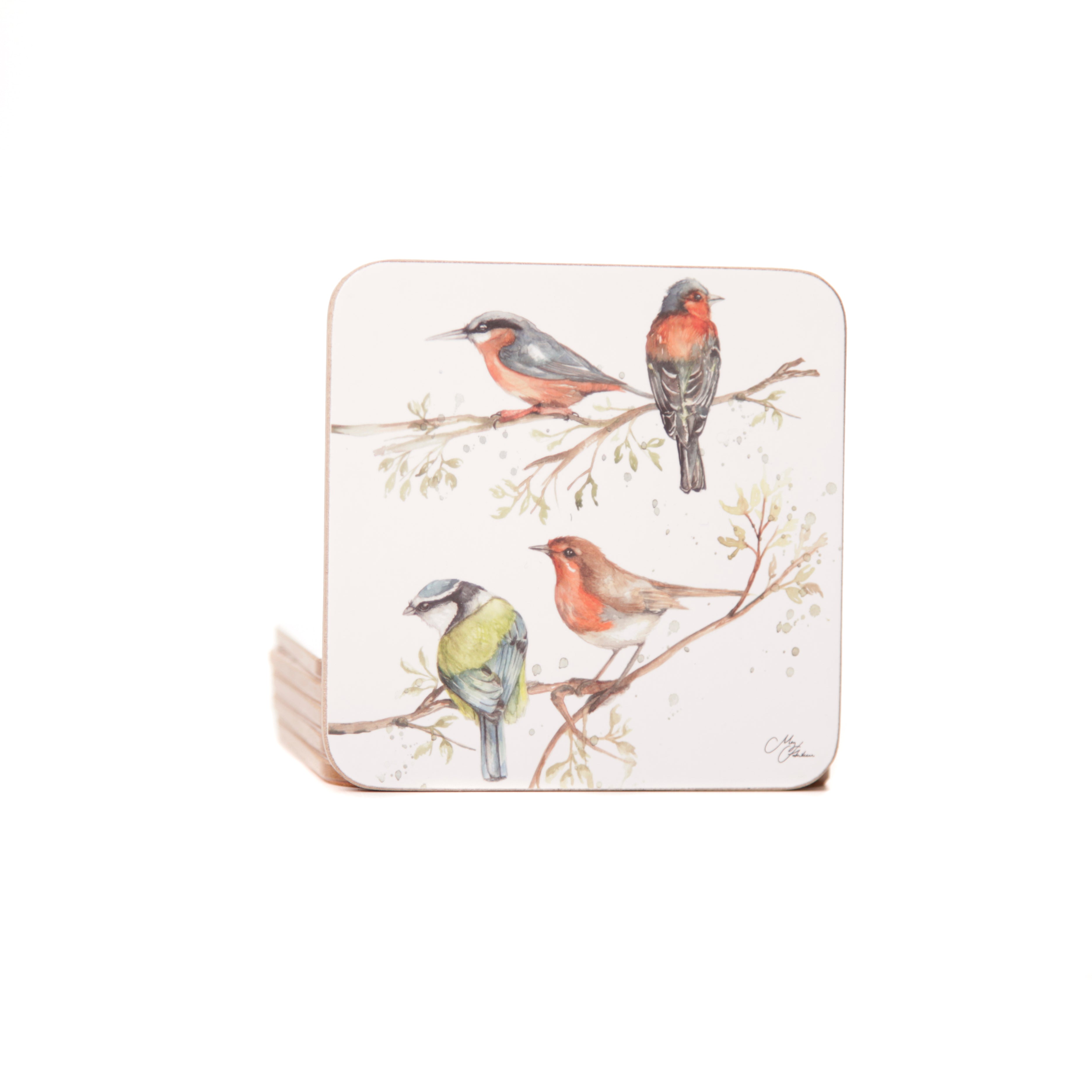 'The Lookout' British Birds Watercolour Design Coasters