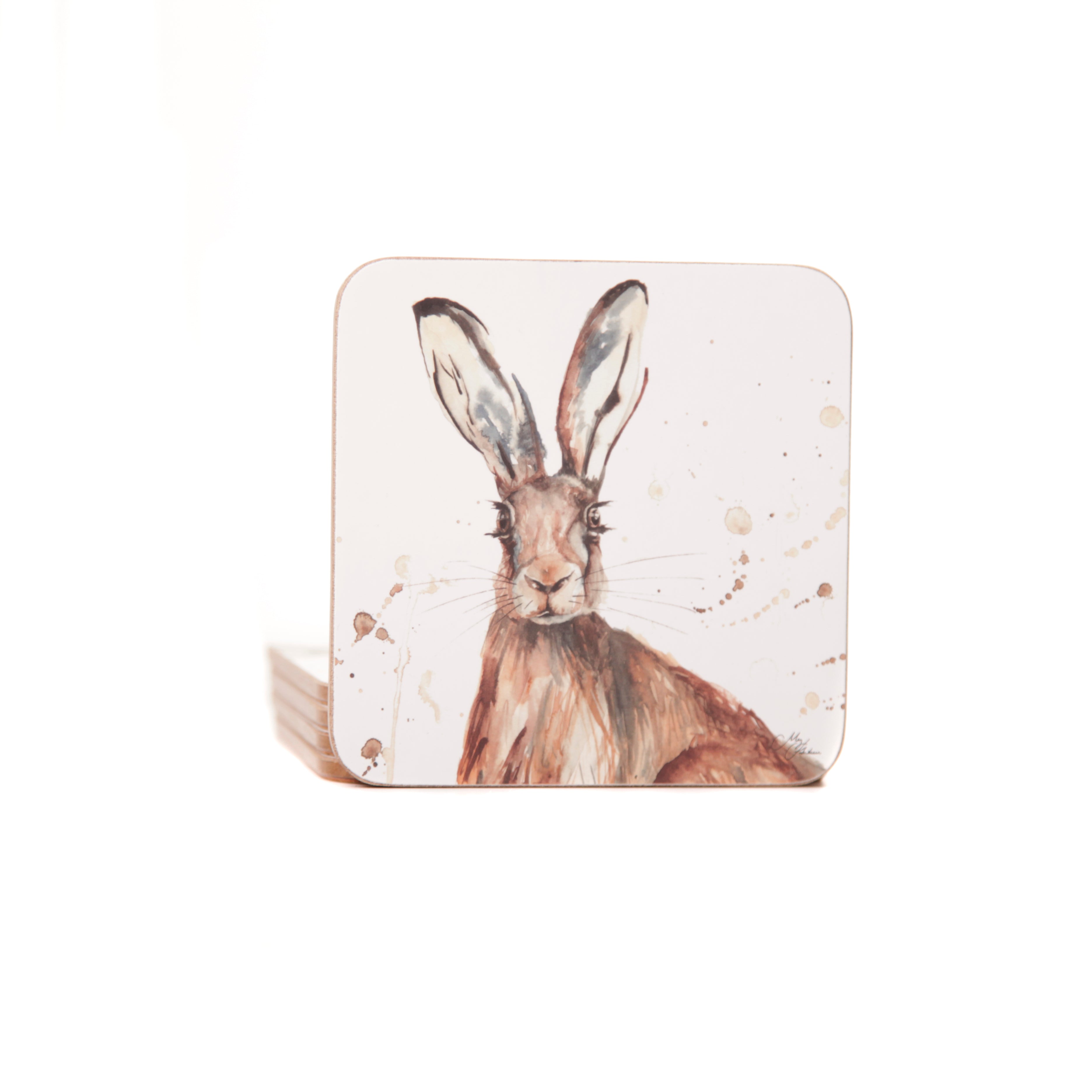 The Meadow Hare Watercolour Design Coasters Set of 4.