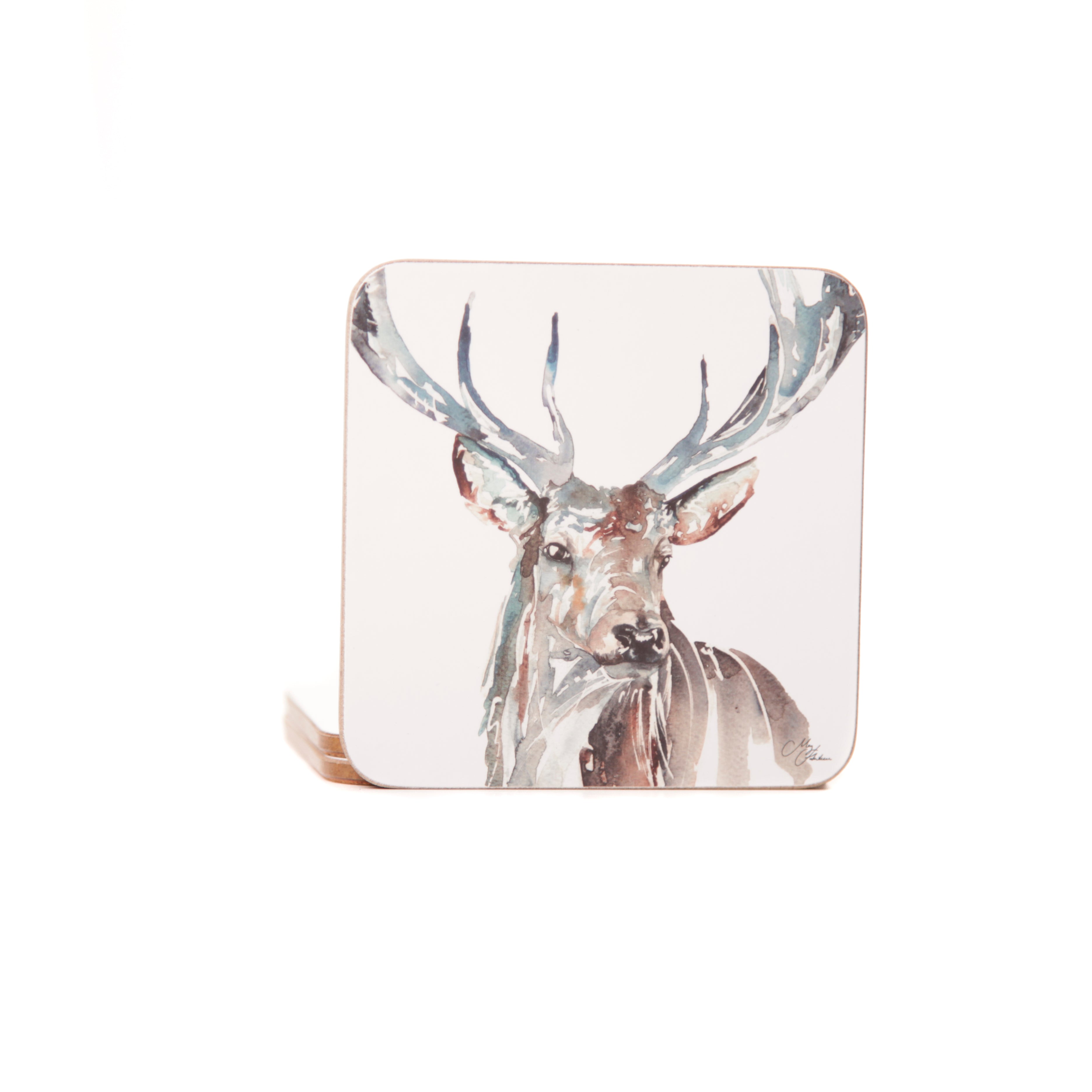 The Highlands' Stag Watercolour Design Coasters