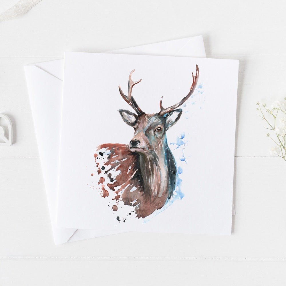 Stag Watercolour Greeting Card
