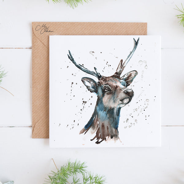 Blue Stag Greeting Card