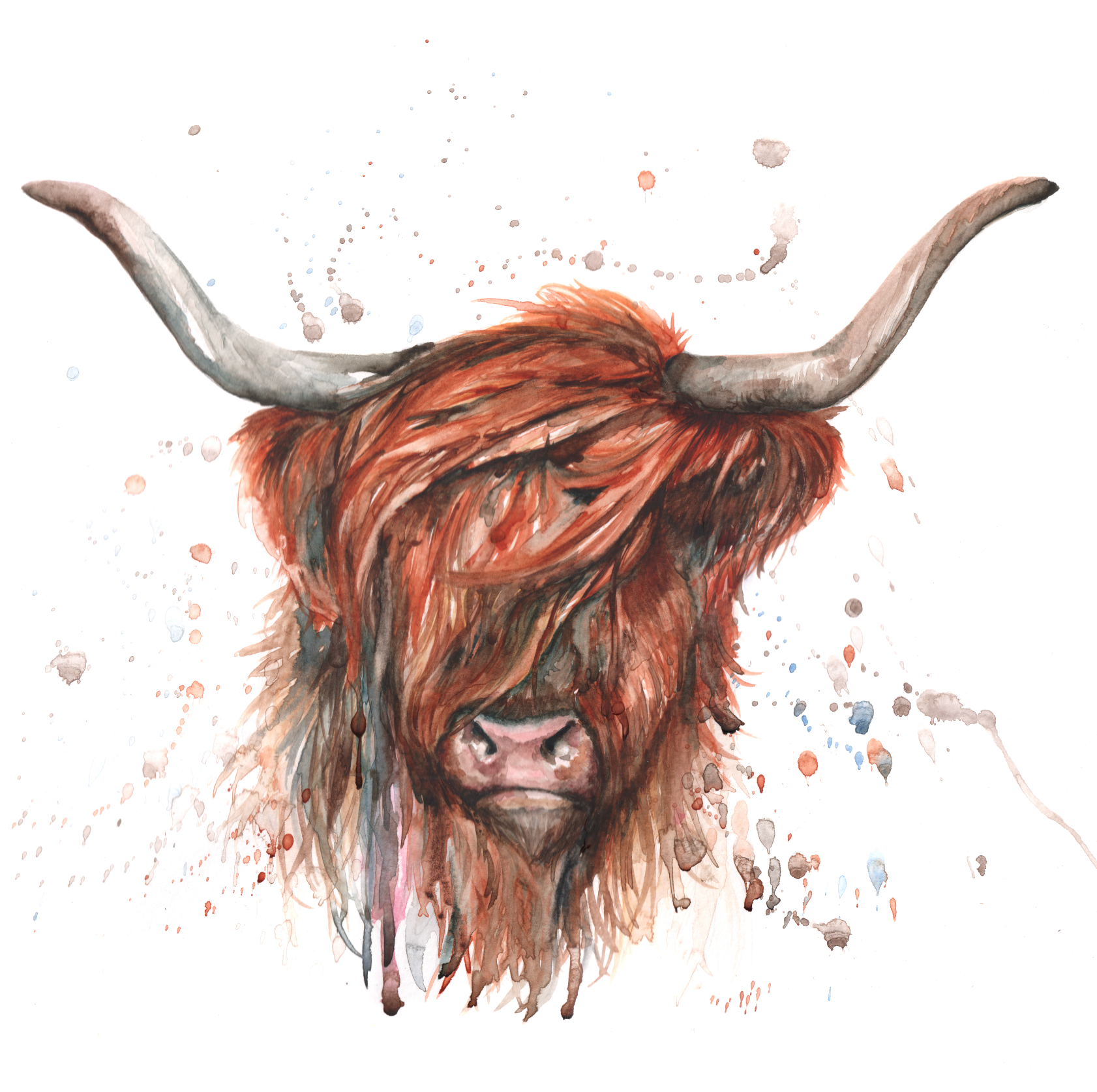 Highland Cow Watercolour Design Greeting Card
