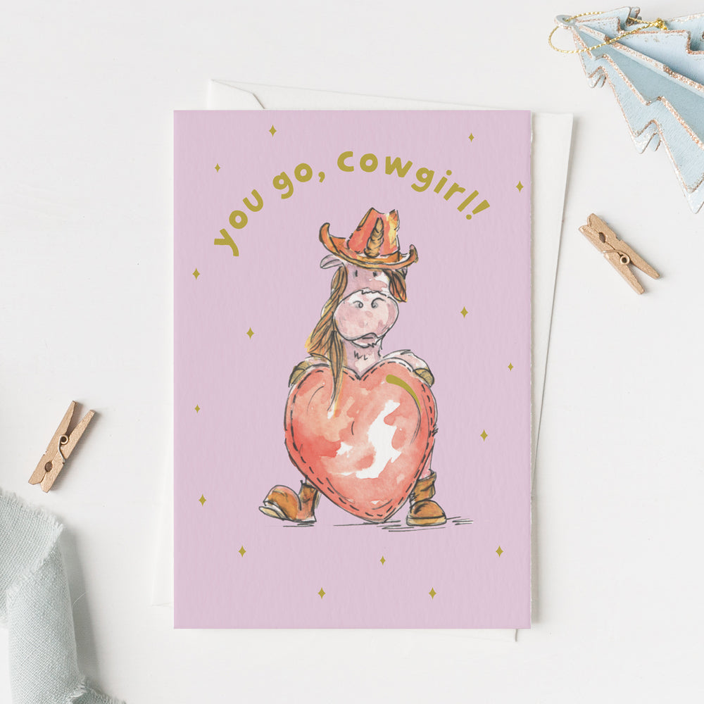 'You go Cowgirl' Unicorn Card