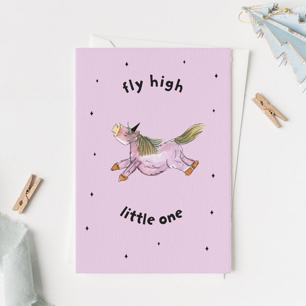 'Fly High' Unicorn Greeting Card