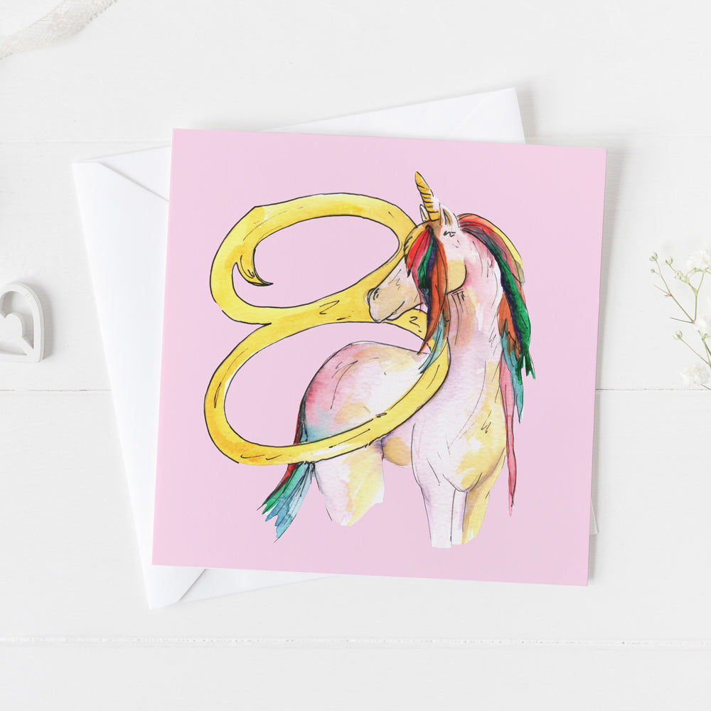 8th Birthday Unicorn Design Card