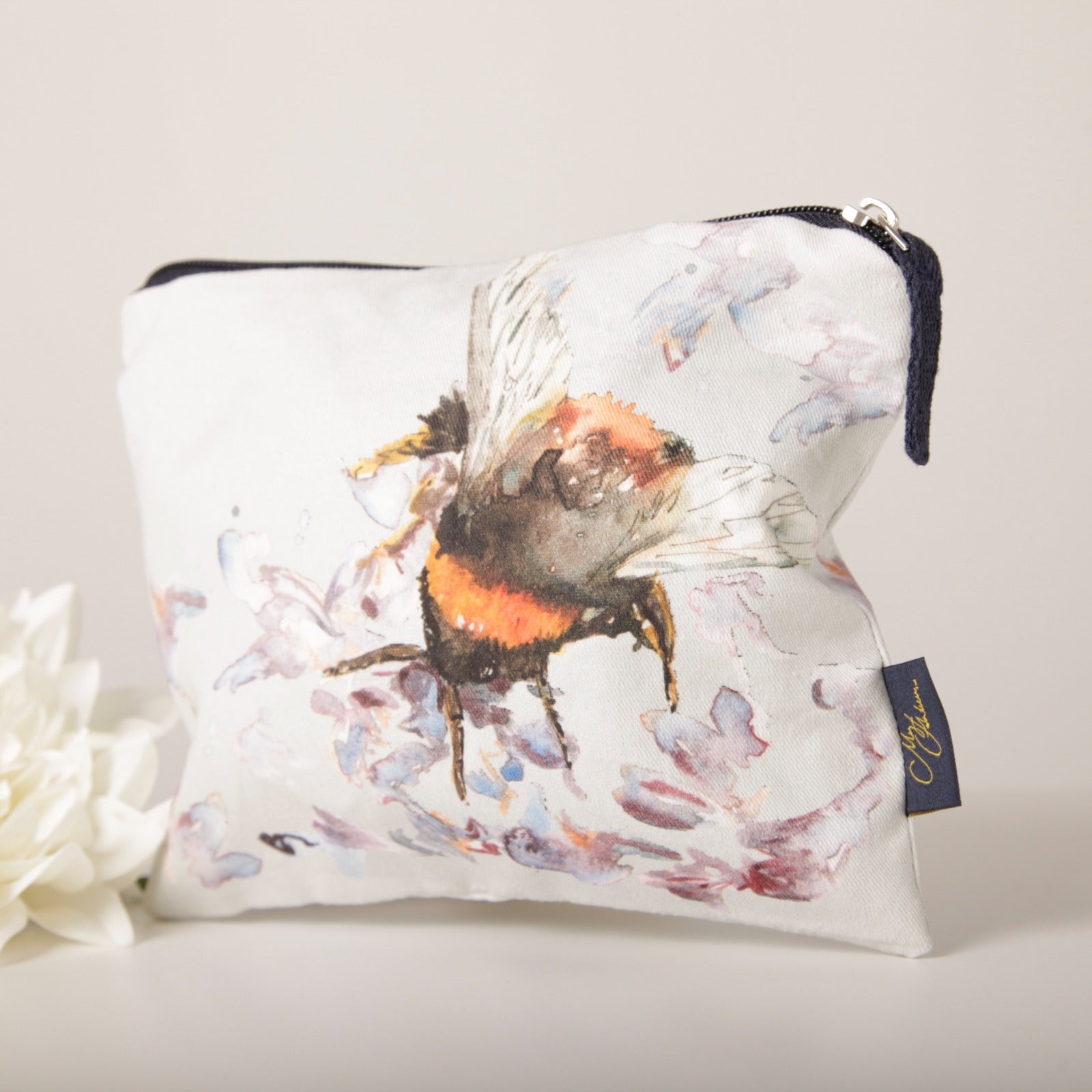 Bee on Heather Cotton Cosmetic Bags