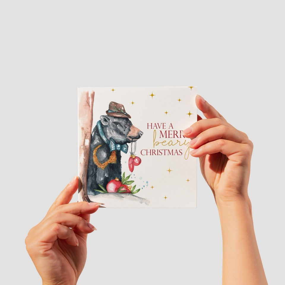 Festive Have a merry bear-y Christmas Greeting Card