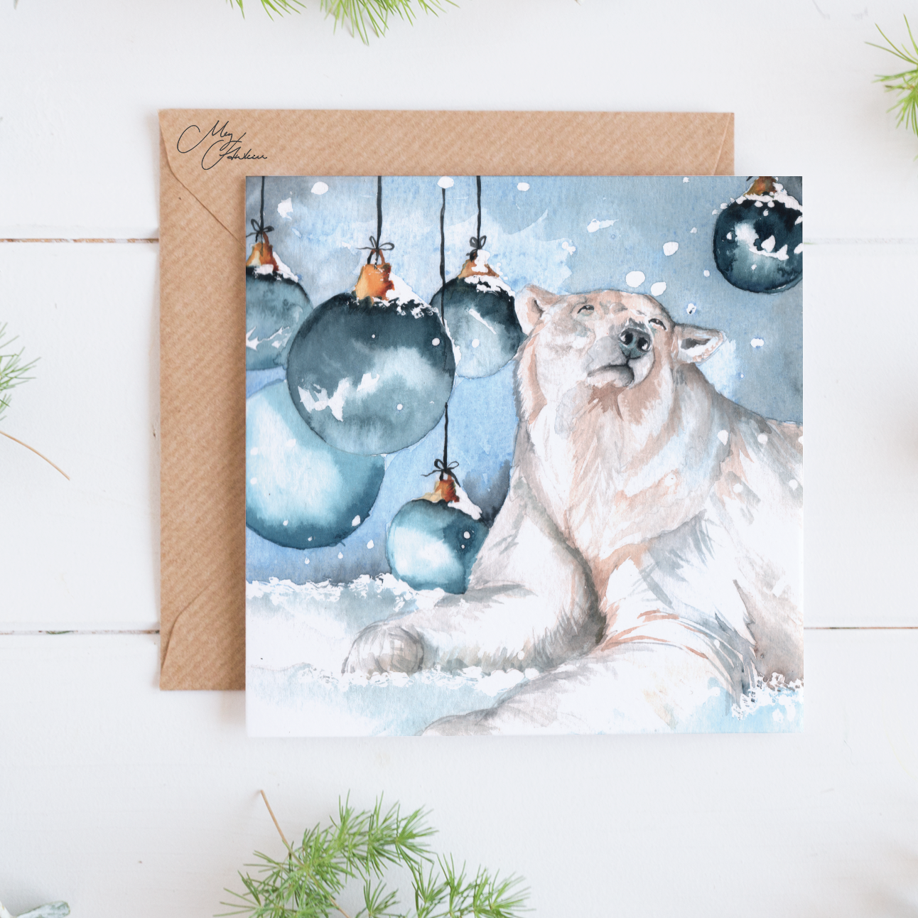 Polar Bear Design Festive Christmas Card