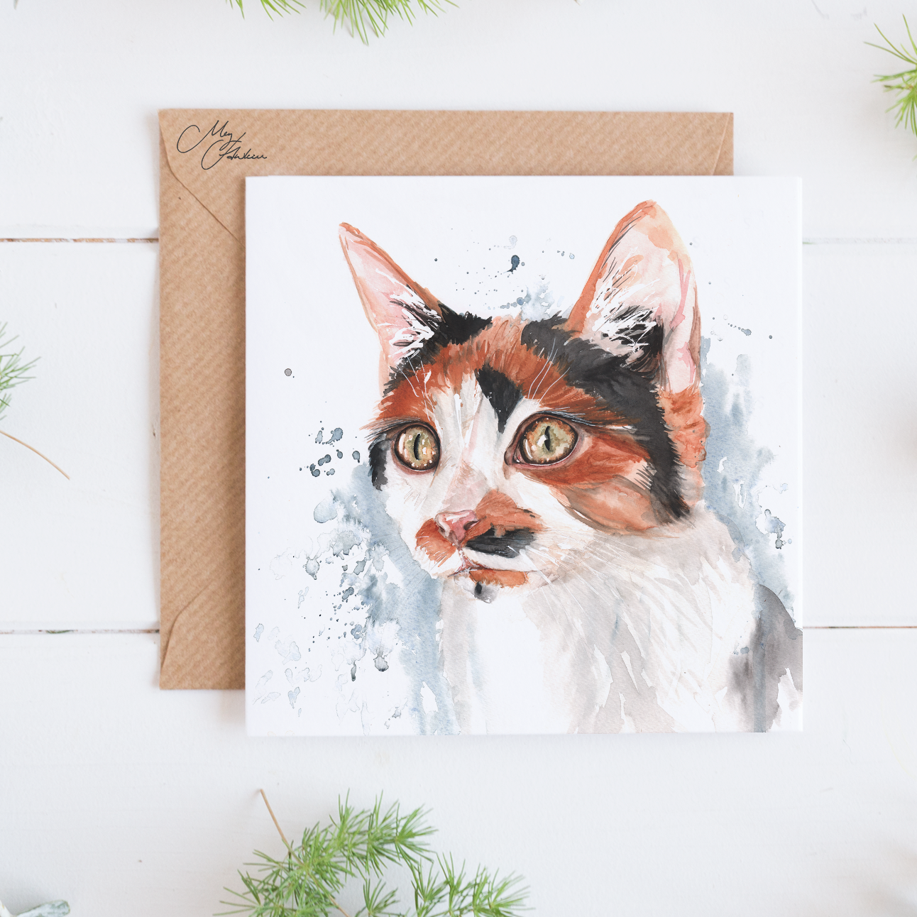 Cat Watercolour Greeting Card