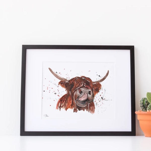 Highland Cow Design Watercolour Print