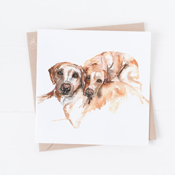 Labradors Water Colour Greeting Card By Meg Hawkins