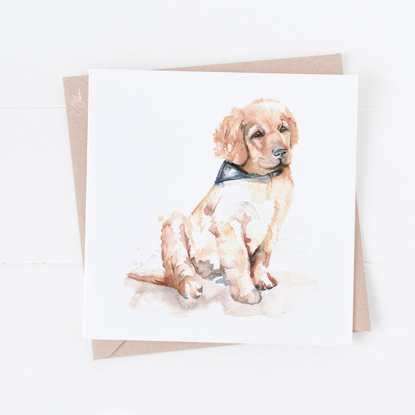 Labrador Puppy Water colour Greeting Card By Meg Hawkins