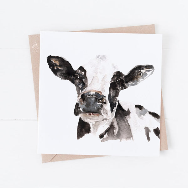 Friesian Cow Greeting Card By Meg Hawkins