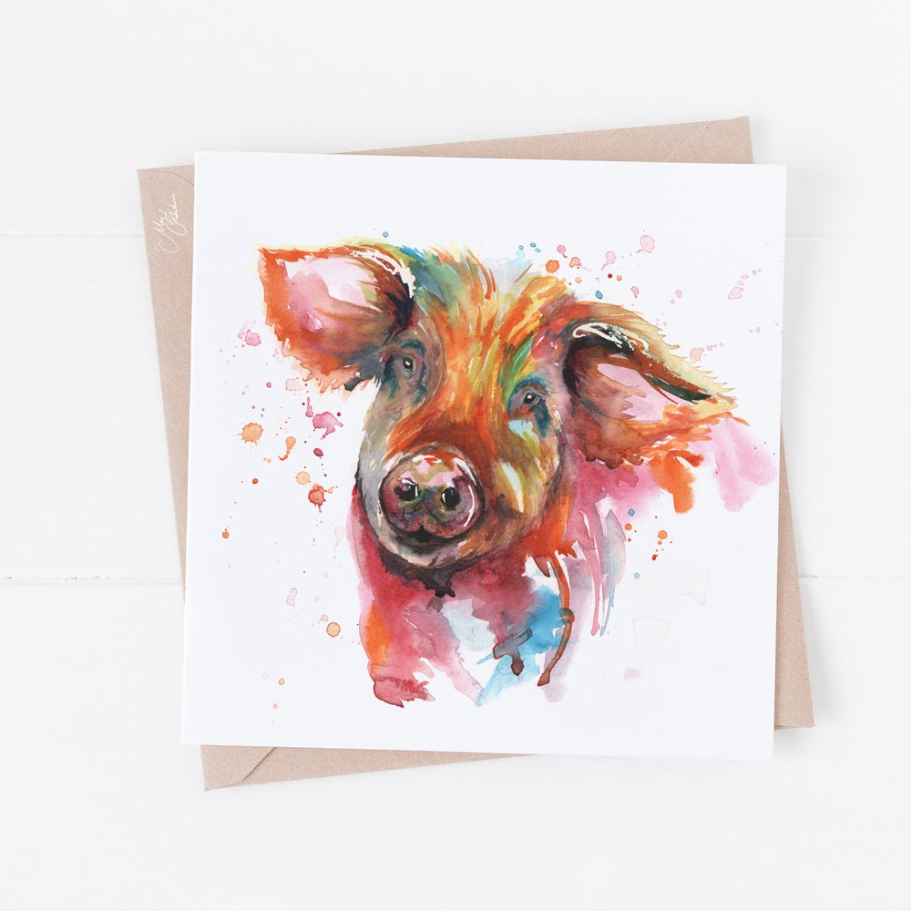 Pig Greeting Cards By Meg Hawkins