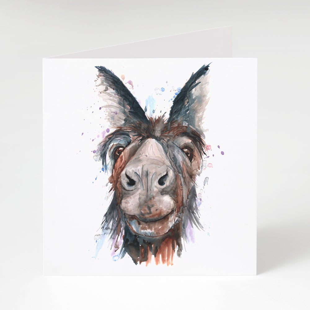 Donkey Watercolour Print, Donkey Wall Art by Meg Hawkins, Donkey Greeting Card