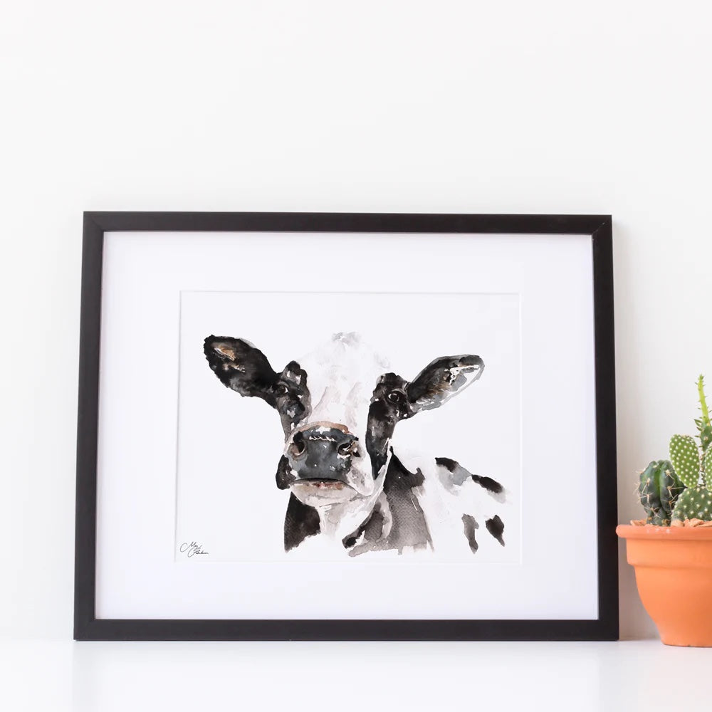 Friesian Cow Design Watercolour Print