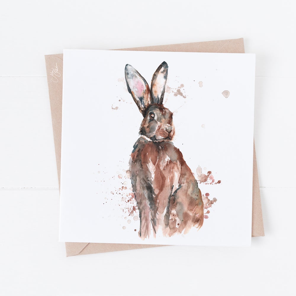 Hare greeting Card By Meg Hawkins