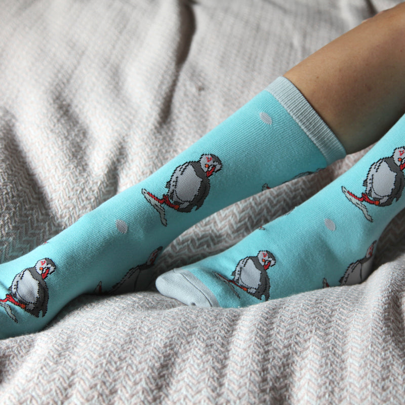 Puffin Design Socks by Meg Hawkins