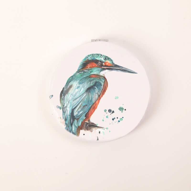 Kingfisher Design Watercolour Compact Mirror