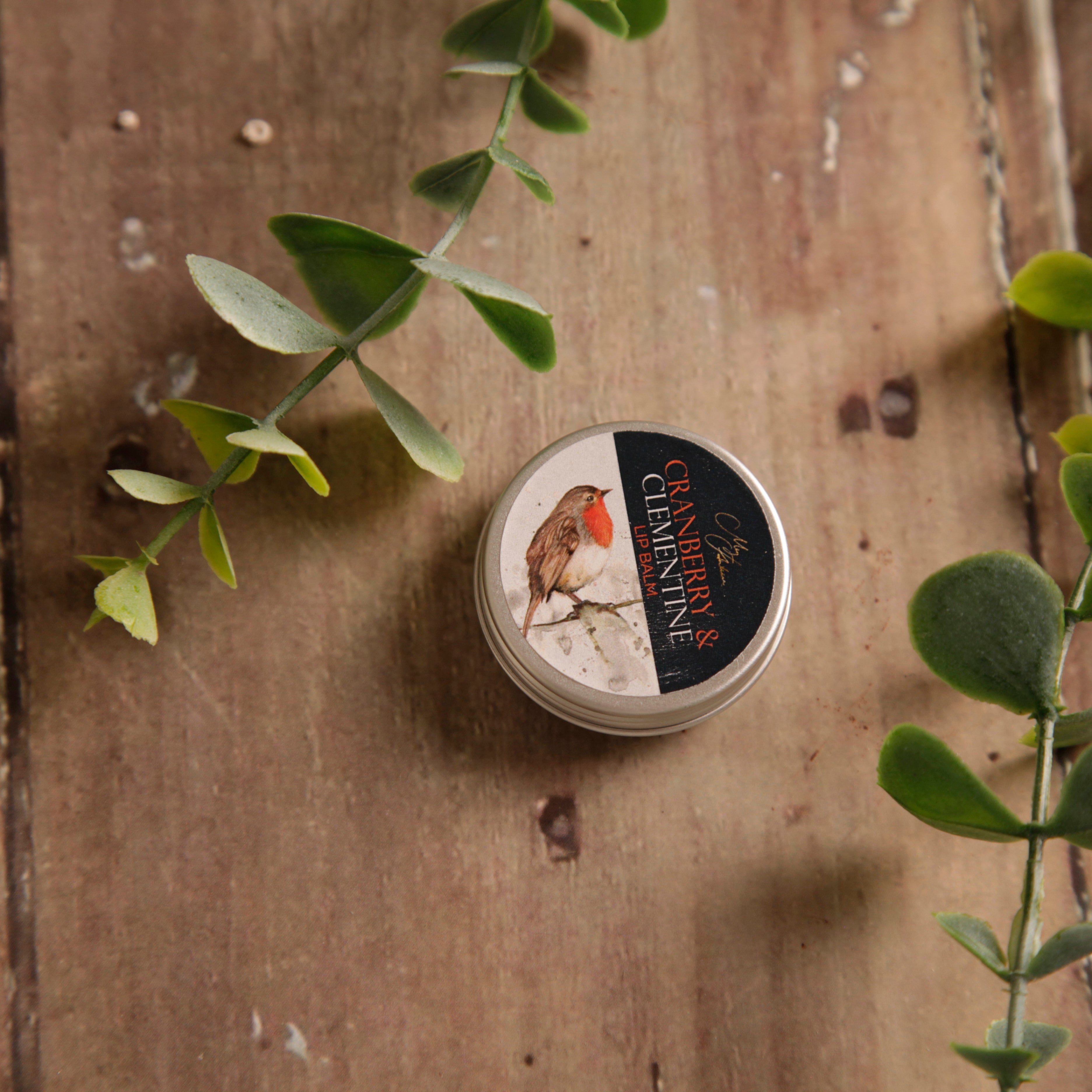 Cranberry and Clementine Lip Balm With Robin Design