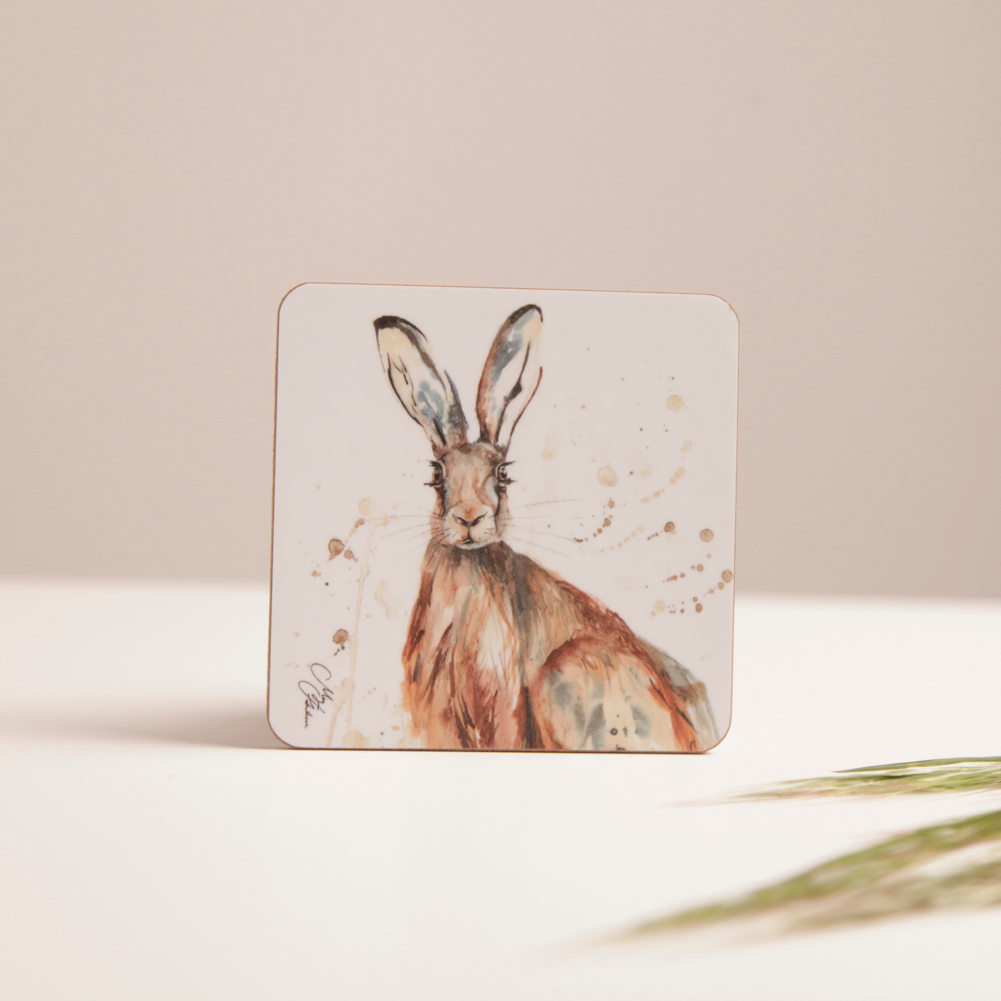 Hare Watercolour Design Coaster