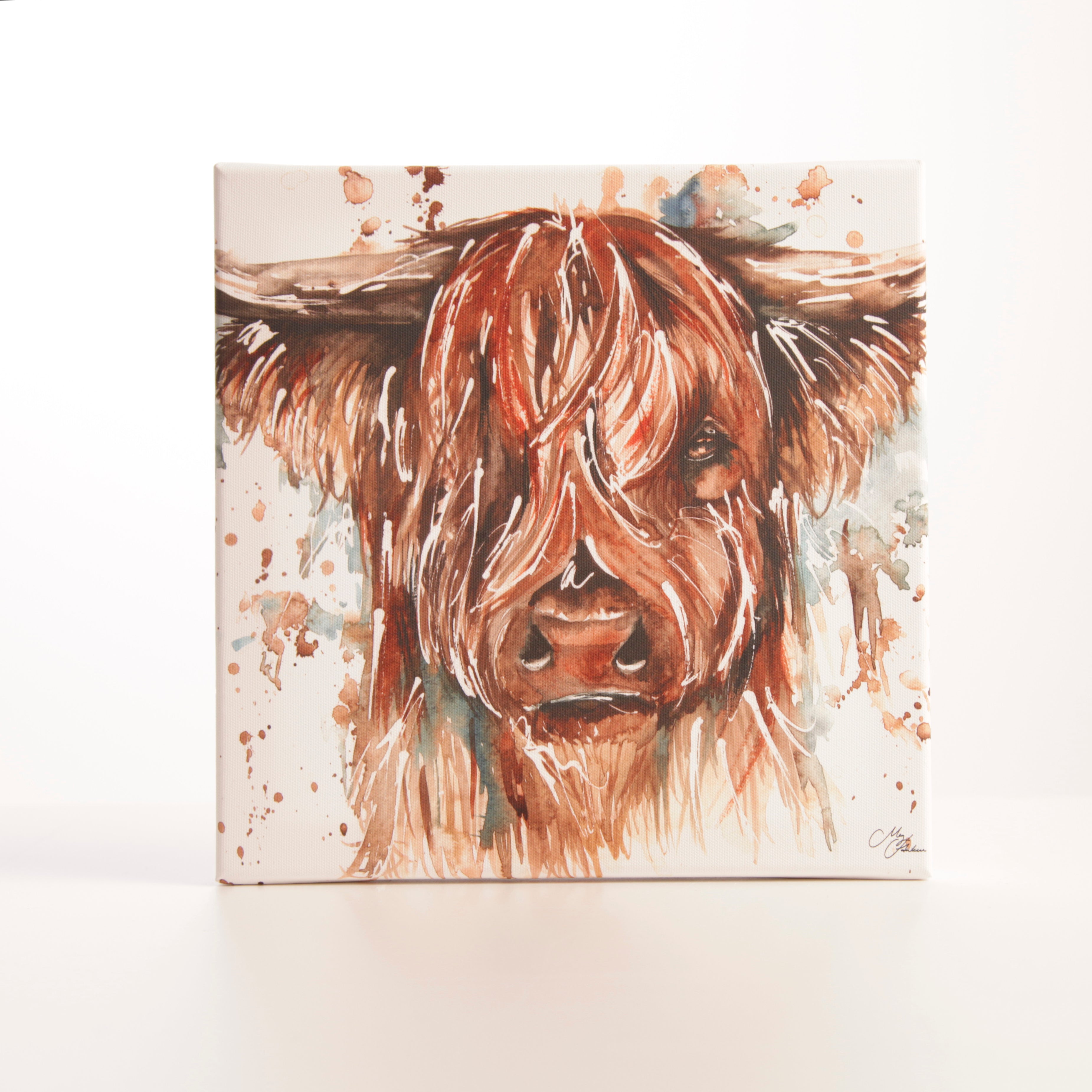 Highland Cow Watercolour Canvas