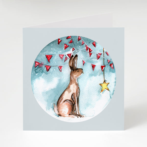 Hare and Bunting Greeting Card