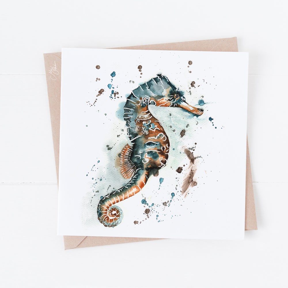 Seahorse Greeting Card By Meg Hawkins