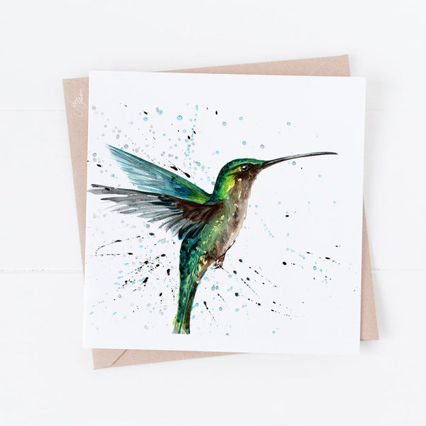 Hummingbird greeting Card By Meg Hawkins