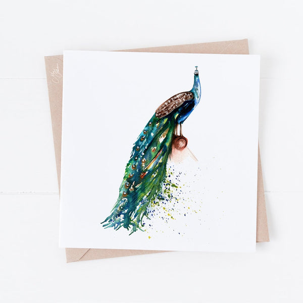 Peacock Greeting Card By Meg Hawkins